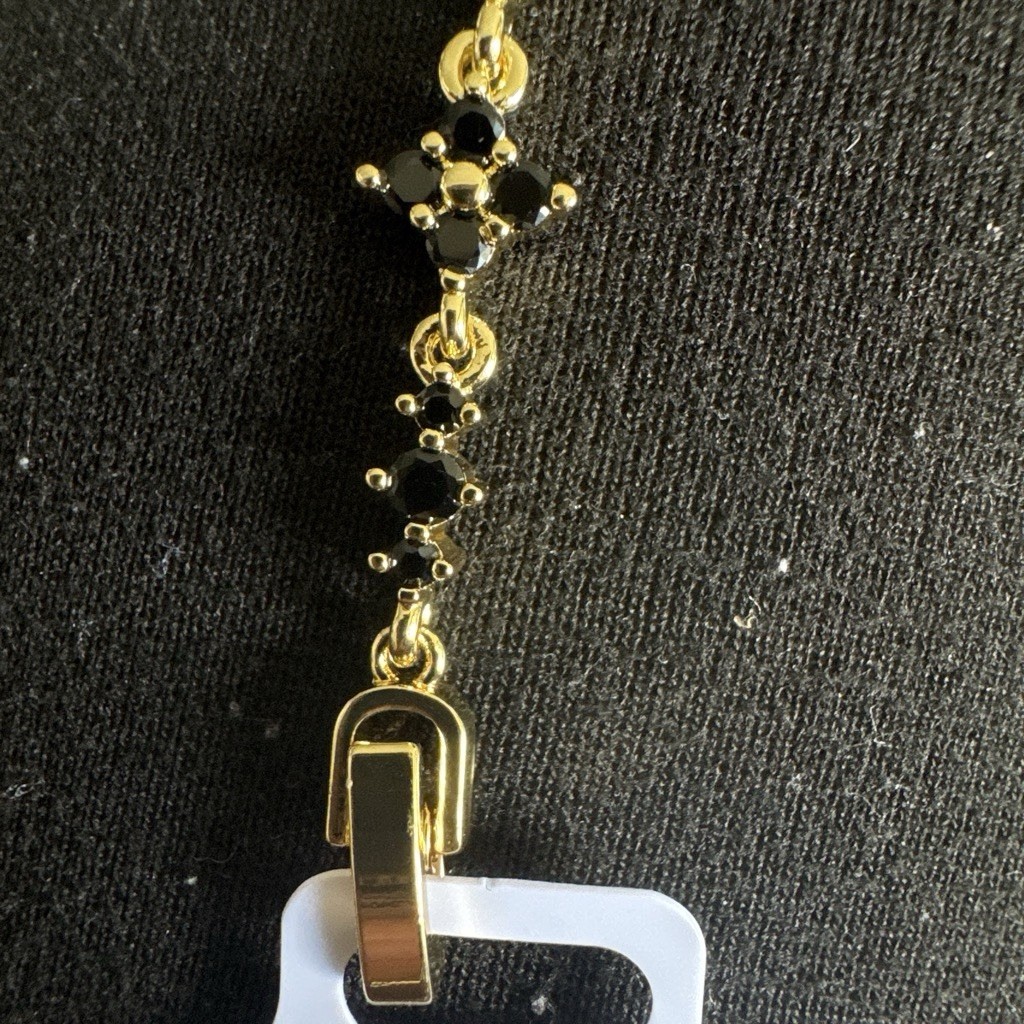Women’s Gold Filled Black CZ Clover Bracelet Gold Tone 7.5”