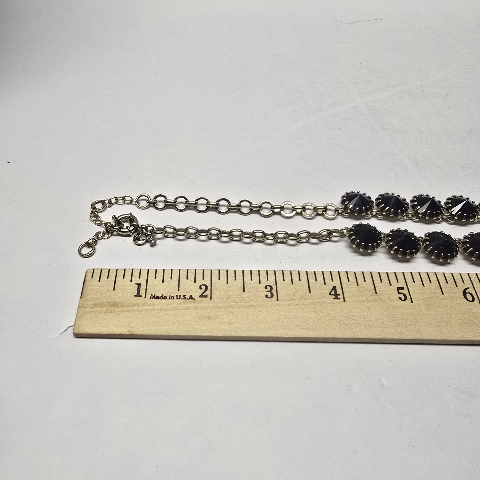 J Crew Venus Flytrap Midnight Blue Rivoli Stones Necklace 18″