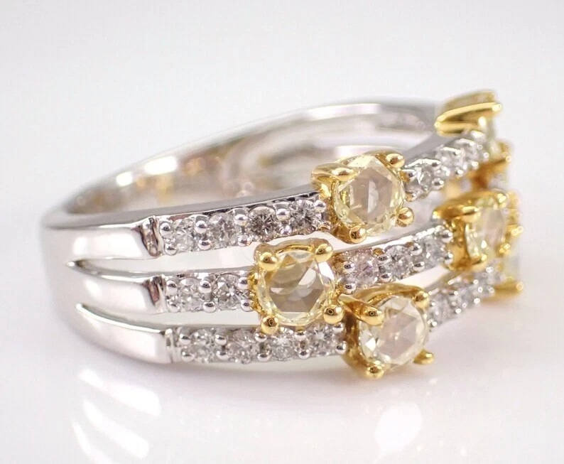2Ct Round Cut Lab-Created Citrine Stackable Wedding Band 14K White Gold Plated
