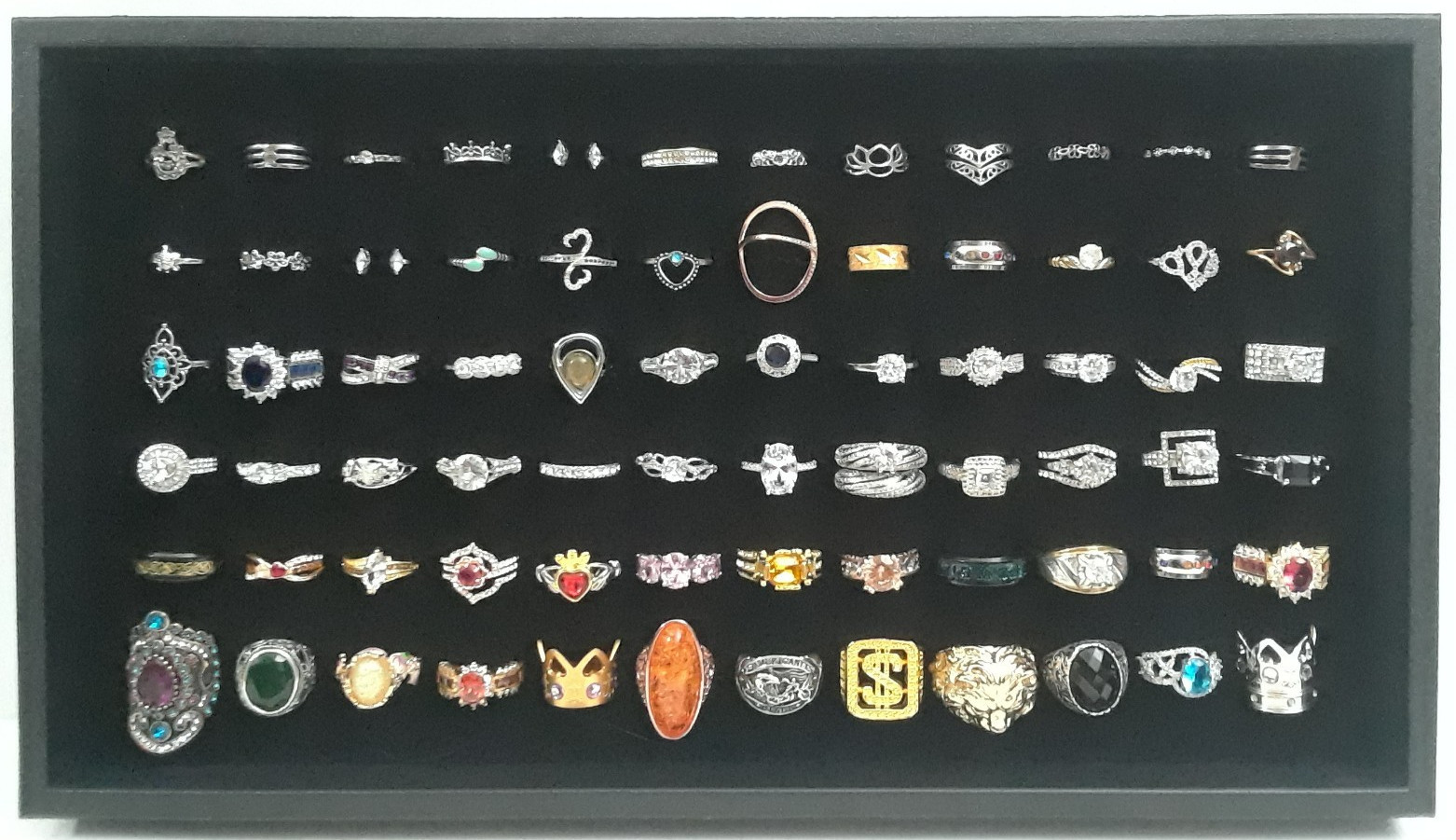 Wholesale Lot of 72 Rings Various Shapes and Sizes Men – Women Display Tray NWOT