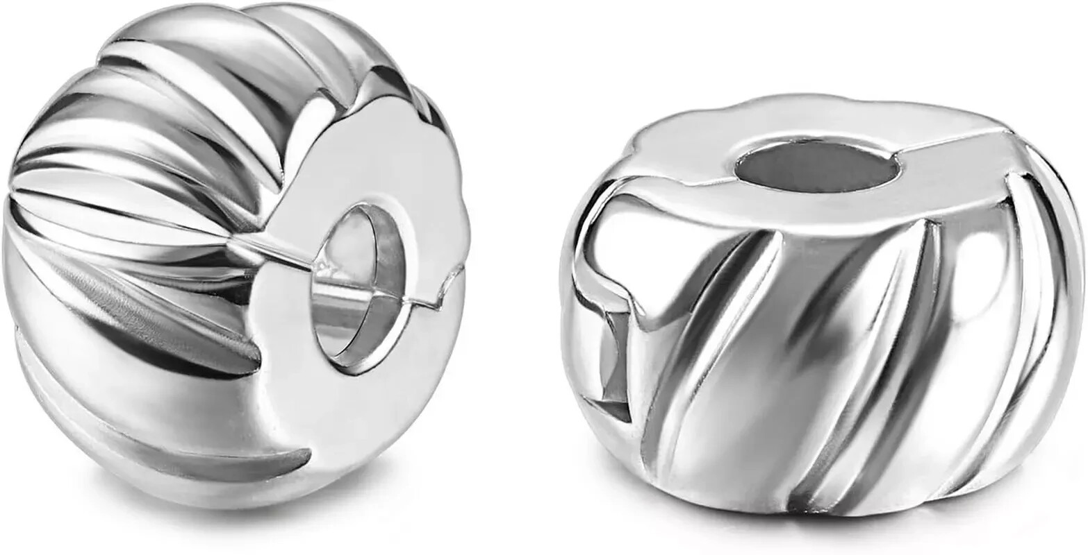 Authentic 2Pc Clip Lock Spacer Stopper Charm Bead Suits Pandora Bracelet NEW USA