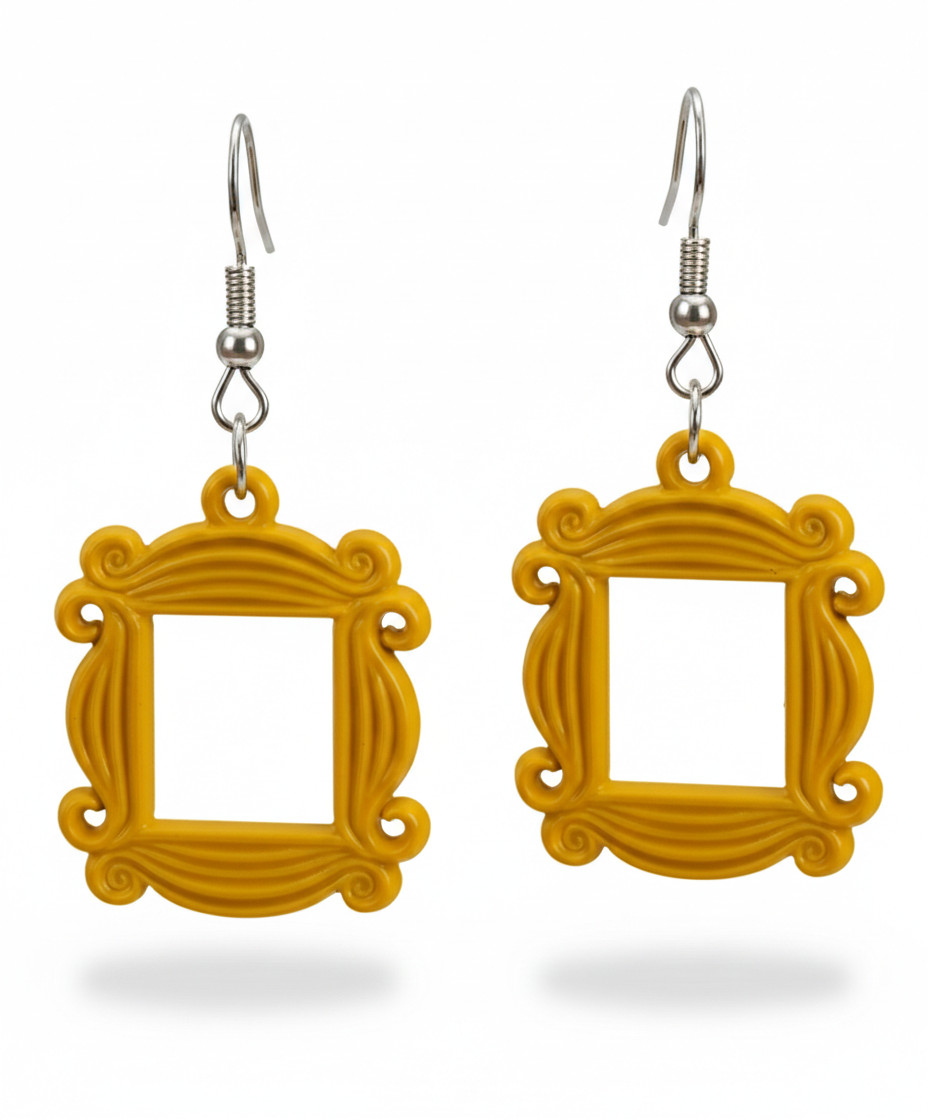 Yellow Friends Picture Frame Drop Earrings Friends TV Show F.R.I.E.N.D.S. UK