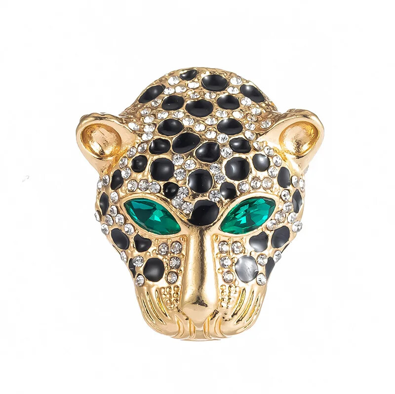 Creative Vintage Rhinestone Leopard Head Personality Brooches Jewelry Pin
