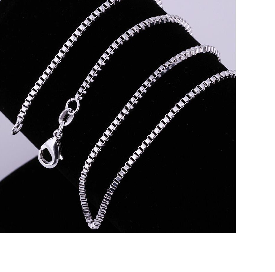 Solid 925 Sterling Silver Classic 2mm wide 16″~32INCH Italian Box Chain Necklace