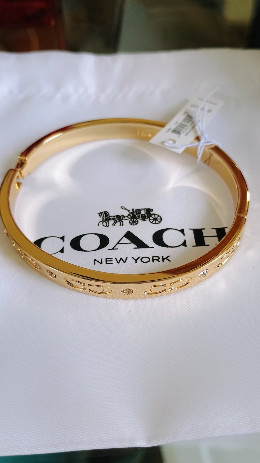 New! Coach Signature Hinged Bangel in Gold