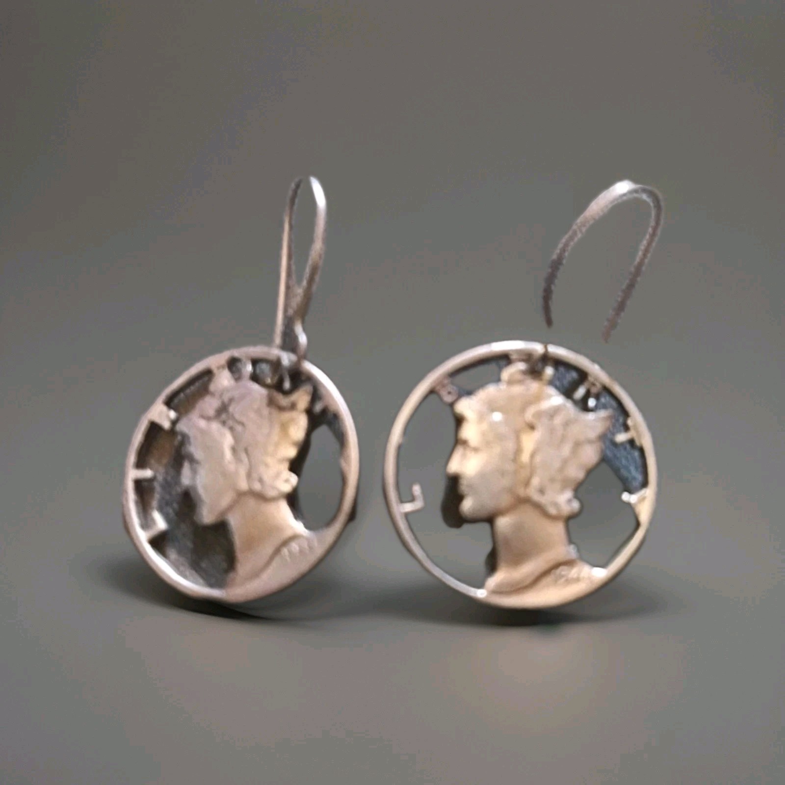 Mercury Dime Artistic 90% US Silver Cut Coins for Charms Pendants or Earrings