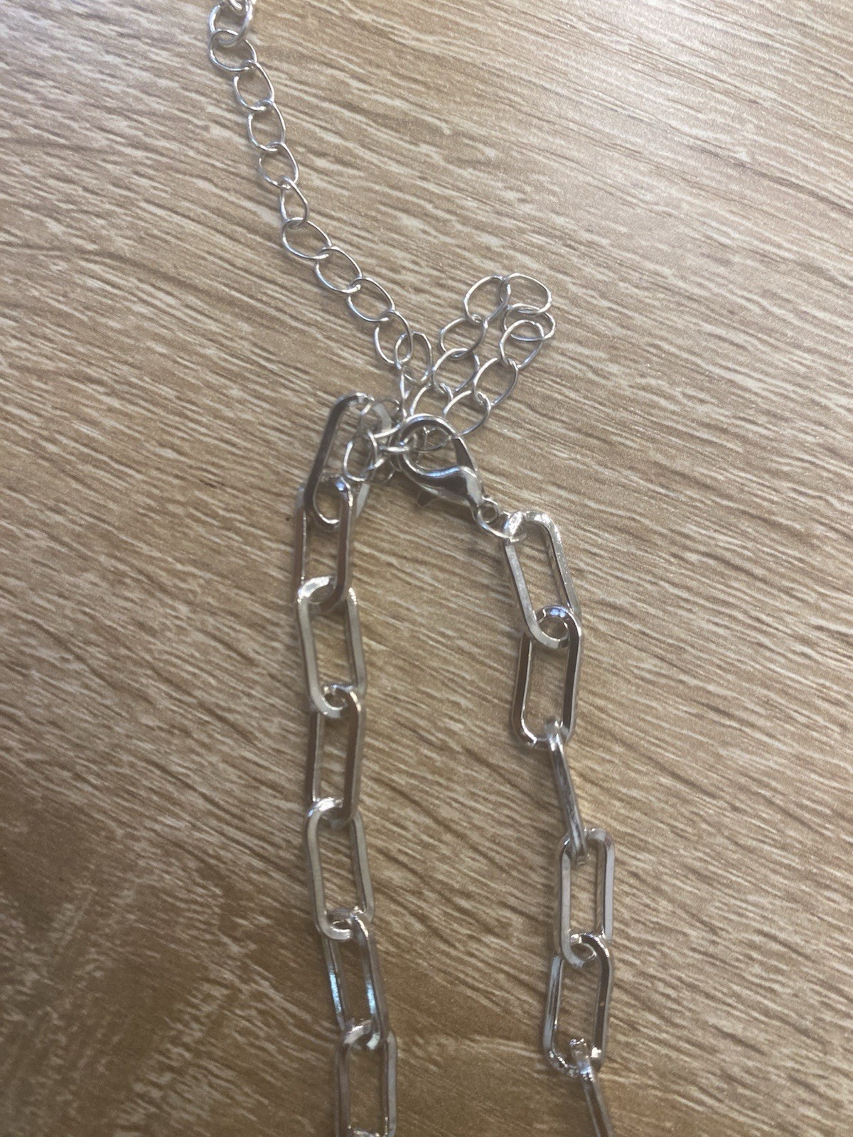 2pc Silver Paperclip Chain Necklace Set Star Charm Padlock Pendant