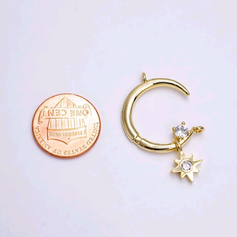 14k gold filled celestial crescent moon stars cz drop connector