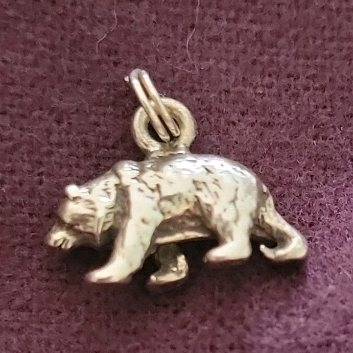 Silver Bear Animal Dangle Charm Pendant Metal No Stone Animals & Insects