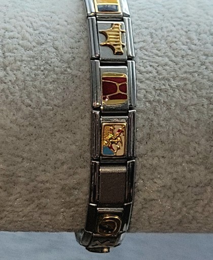 Persona Links Casa D’Oro Italy Stainless Steel Link Stretch Charm Bracelet Italy