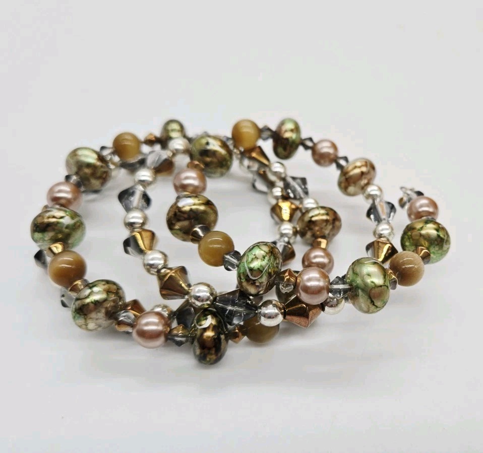 SNAKE Bracelet WIDE multi colored Beaded Wrap Around Statement Chunky Bohemian
