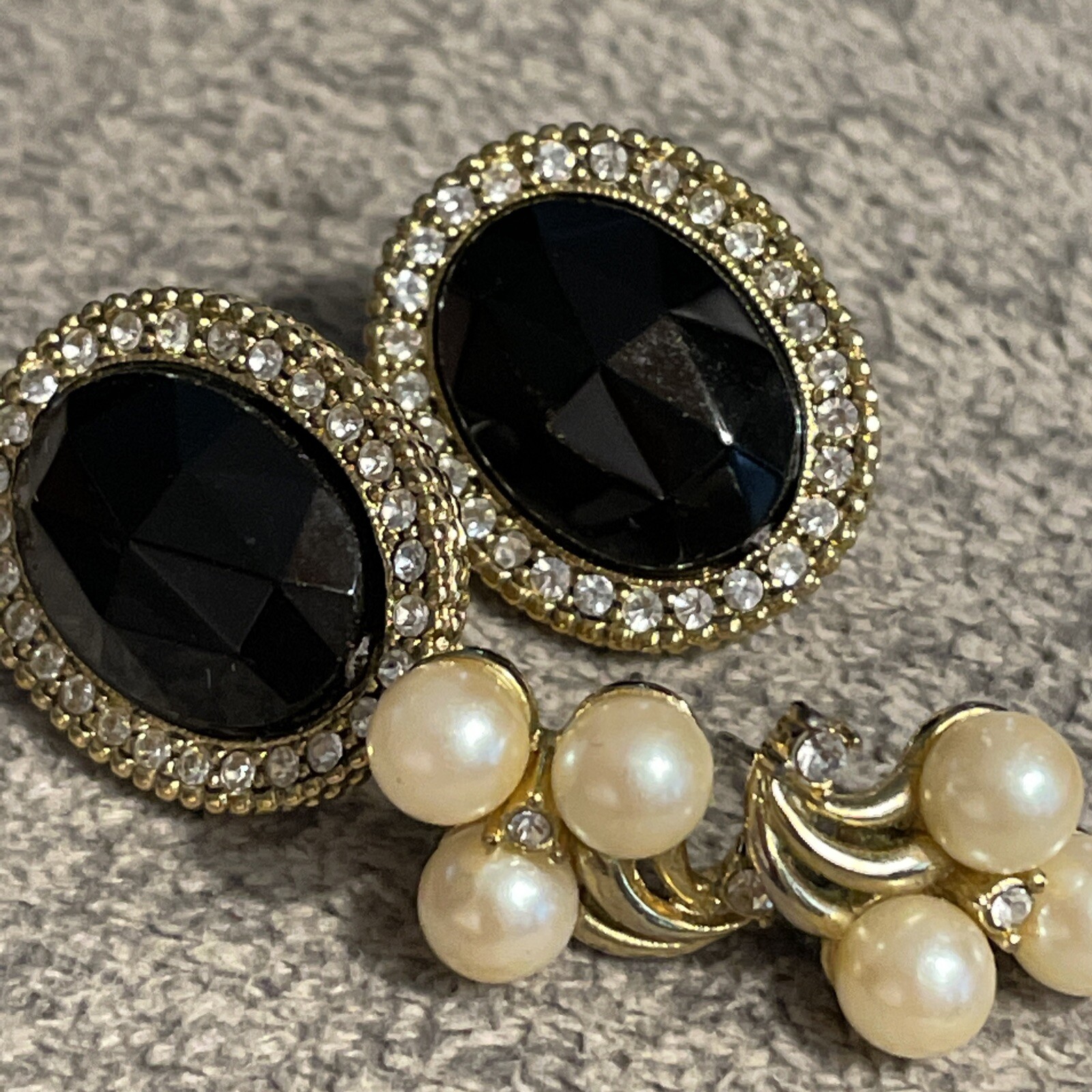 Pearl Rhinestone Earrings Bridal Wedding Special Occasion VTG Pierced Lot 2