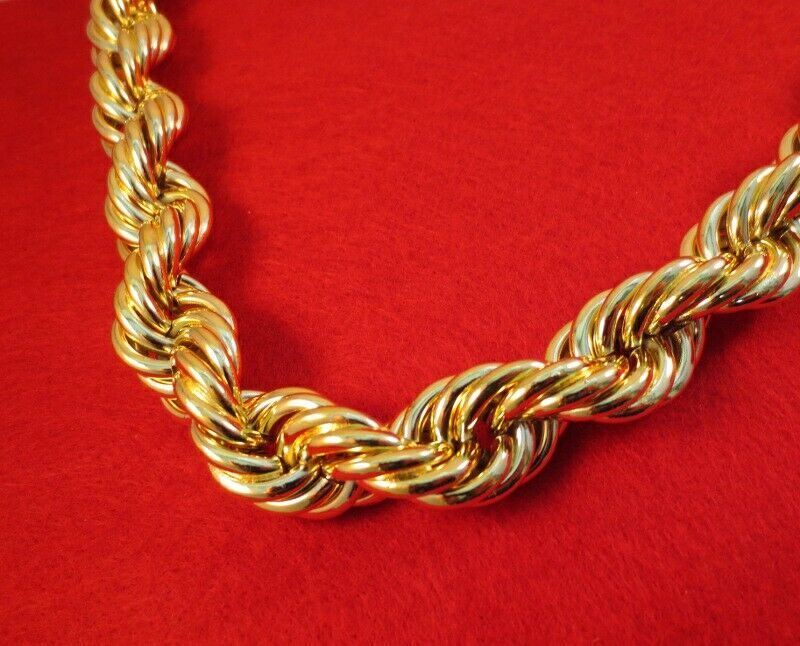 20 MM 18KT GOLD EP 24″-26″-28″-30″ FAT DOOKIE RUN DMC ROPE CHAIN NECKLACE