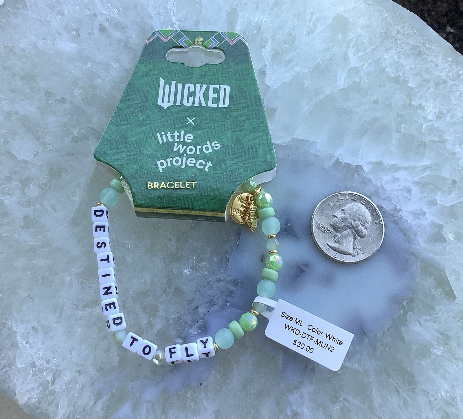 Little Words Project x Wicked “Destined to Fly” Stretch Beaded Bracelet Sz M/L