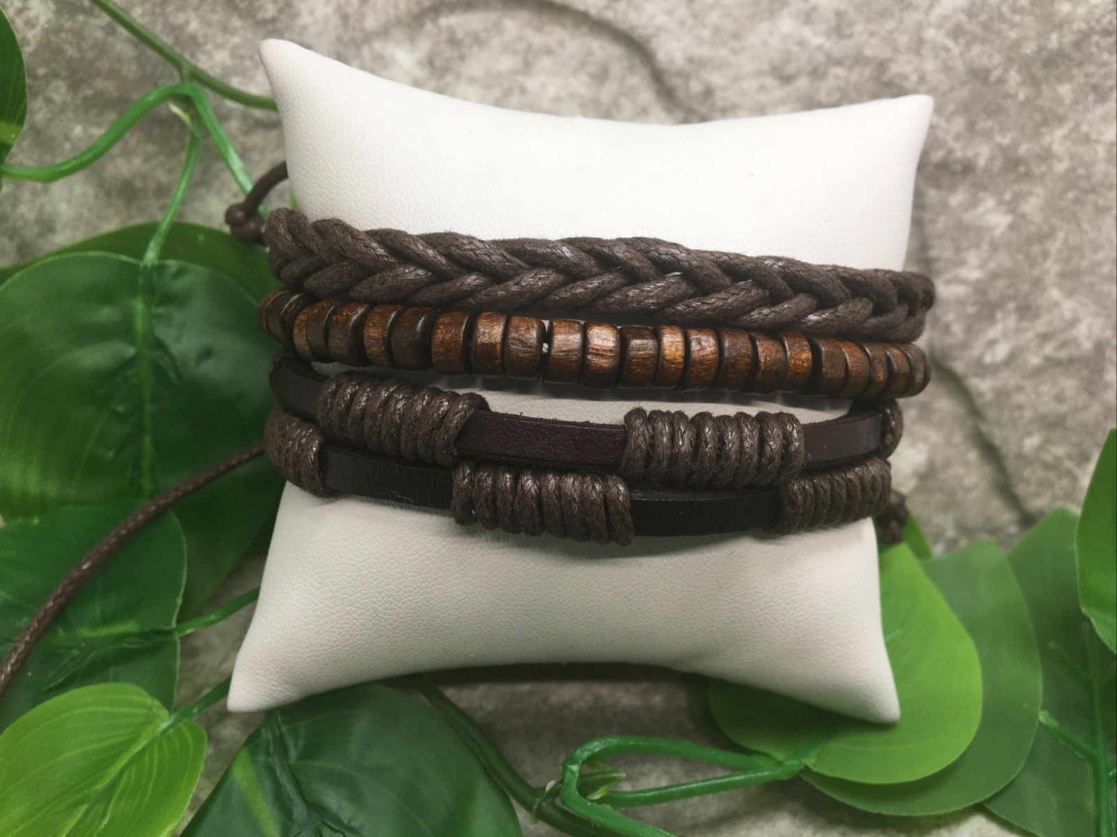 3 PC Unisex Leather Bracelet Stackable Adjustable Tie New Free Ship 8186