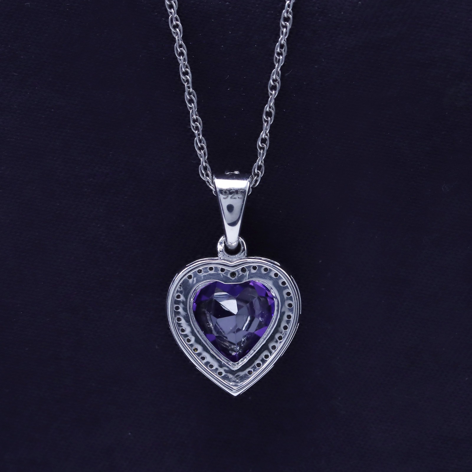 Sterling Silver Heart Shape Necklace Gemstone Birthstone Pendant