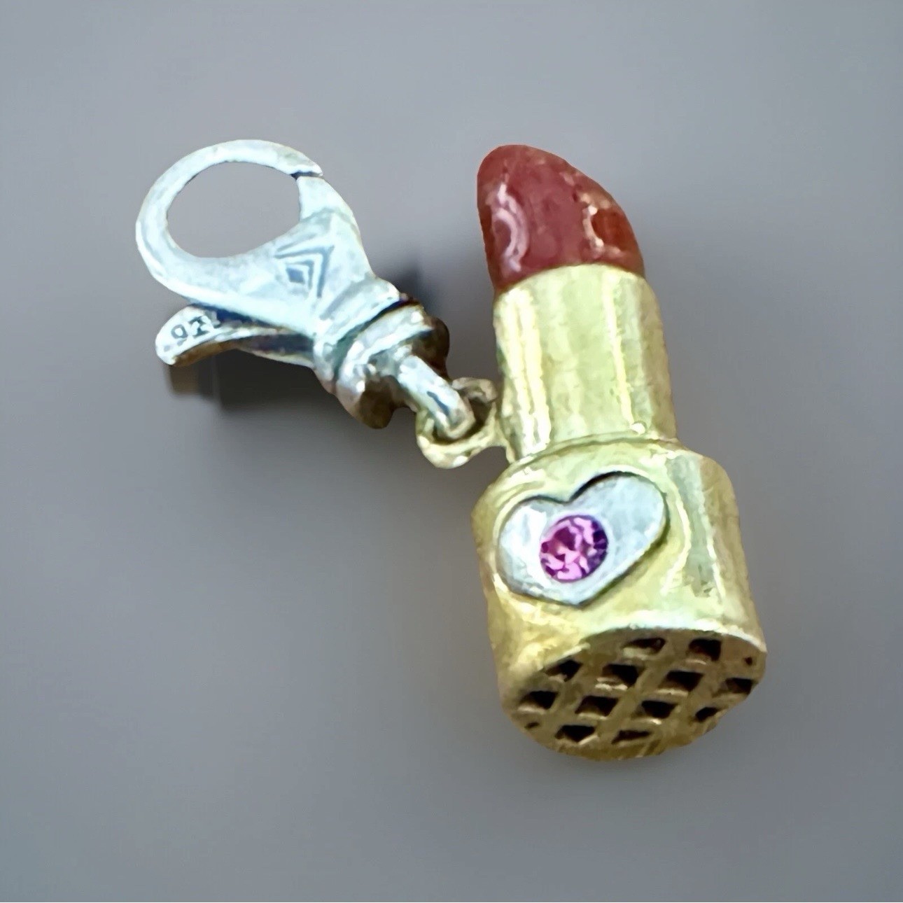 SILPADA Lipstick Charm “Read My Lips” C2588 Sterling Silver & Brass, Clip-on NEW