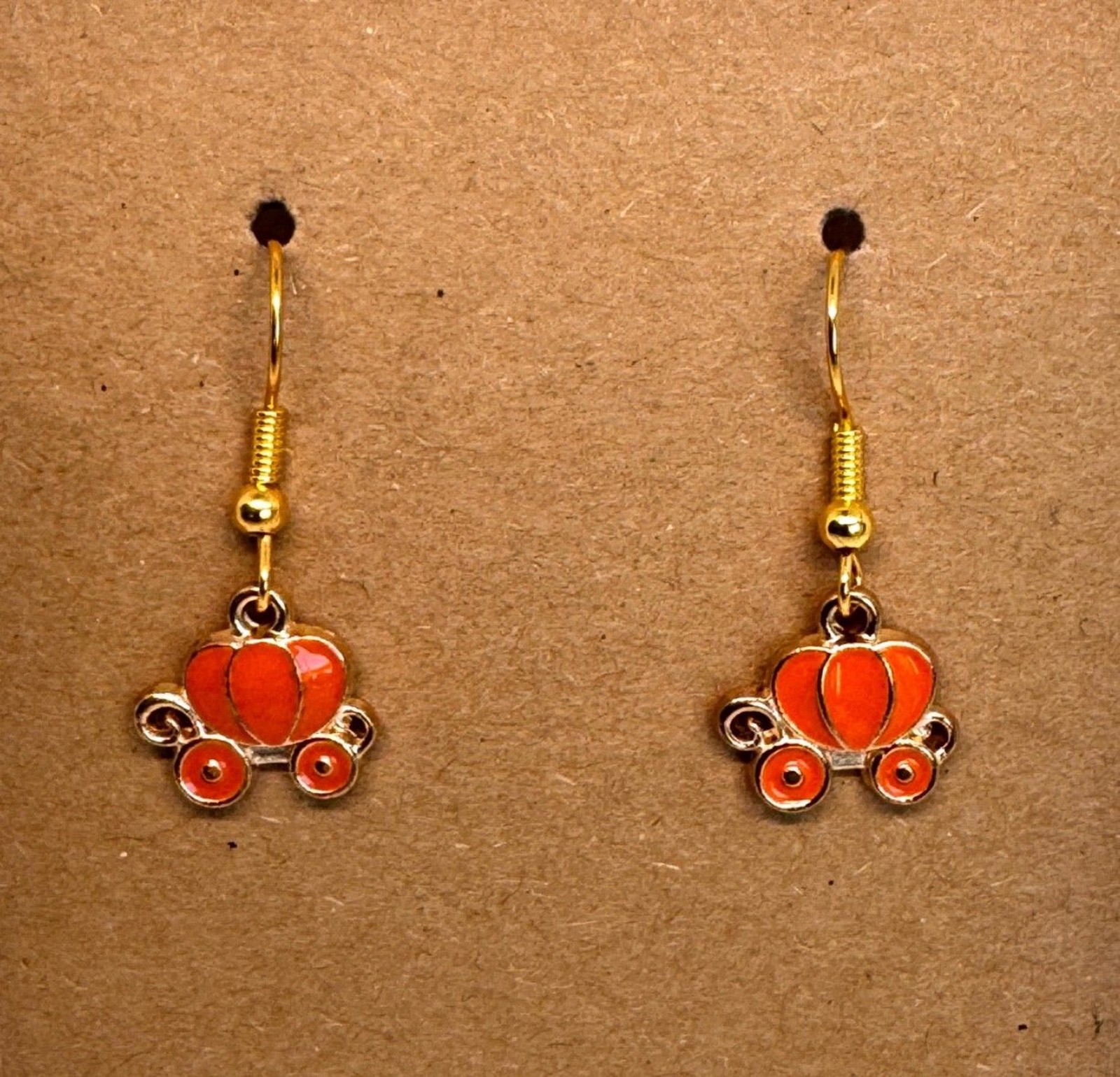 Halloween Orange Pumpkin 10kt Gold Earrings #2023