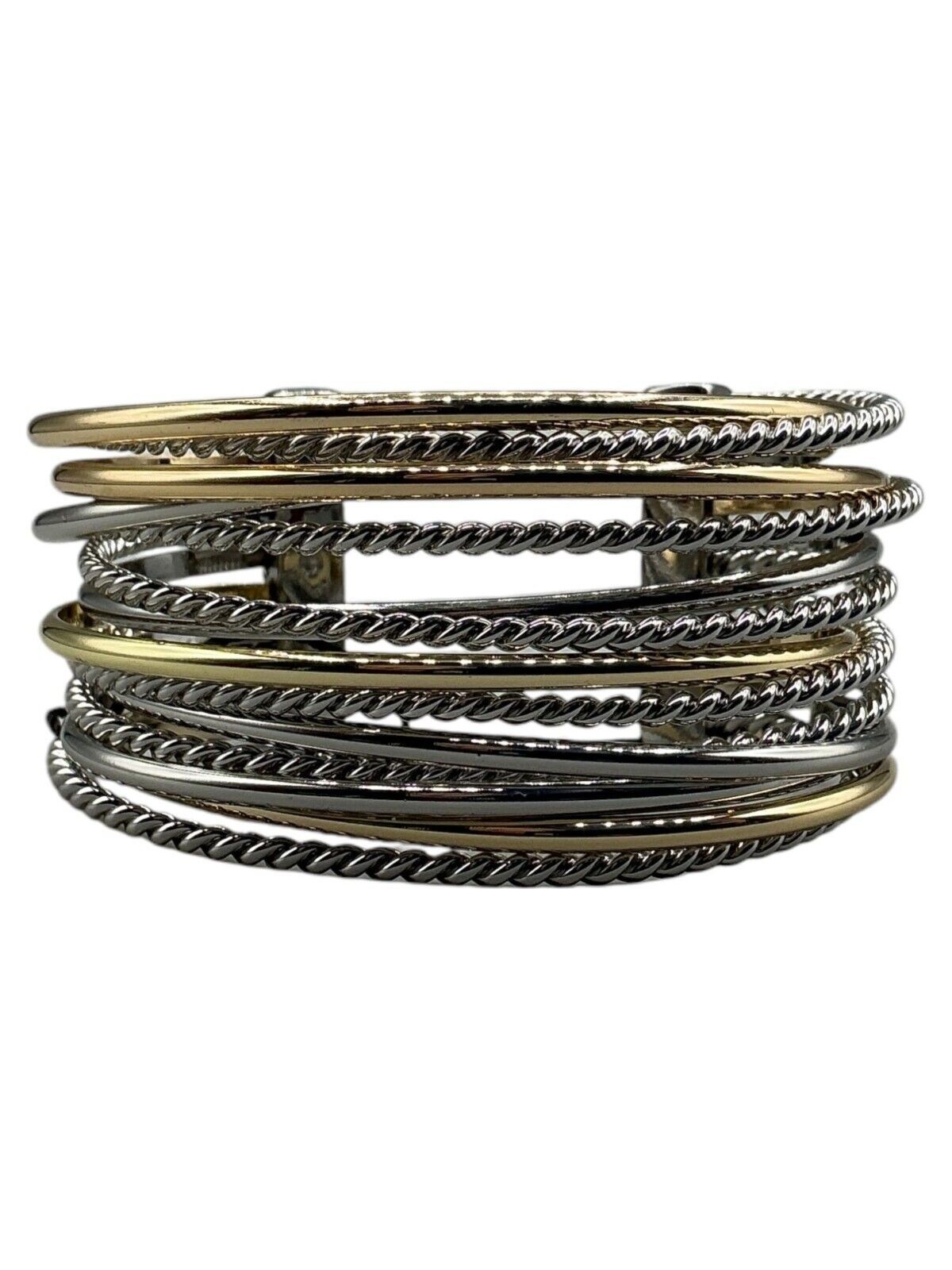 White House Black Market Two-Tone Rope Wire Cuff Bracelet Gold Tone