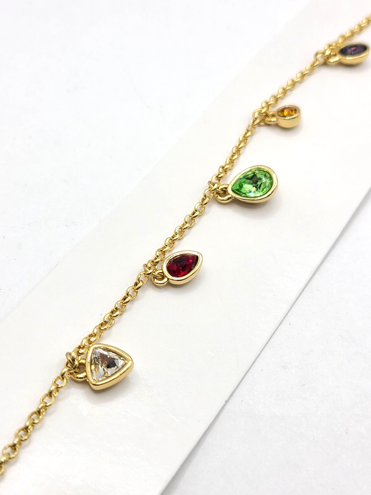 Nice & Bella Gold-plated Bracelet with Multicolor Stone Charms 18cm + 2cm EXT