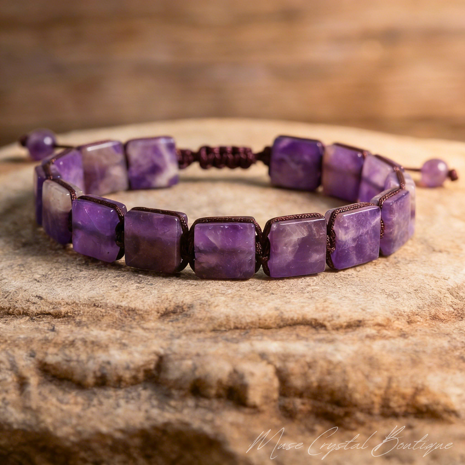 Genuine Amethyst Bracelet Natural Purple Crystal Healing Reiki Energy Stone Gift