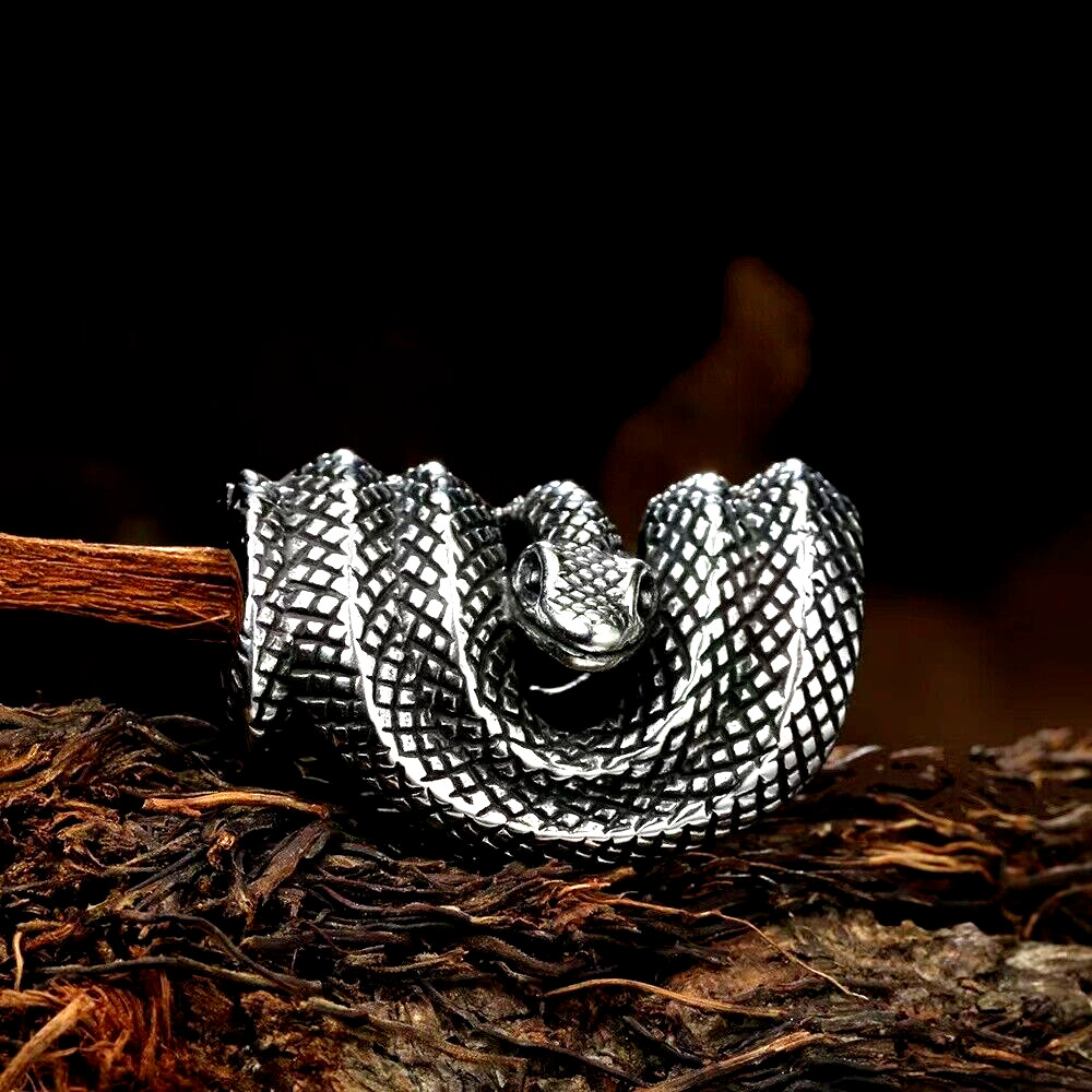 Silver Animal Snake Serpent Pendant Necklace Gothic Retro Jewelry Chain 24″ Gift