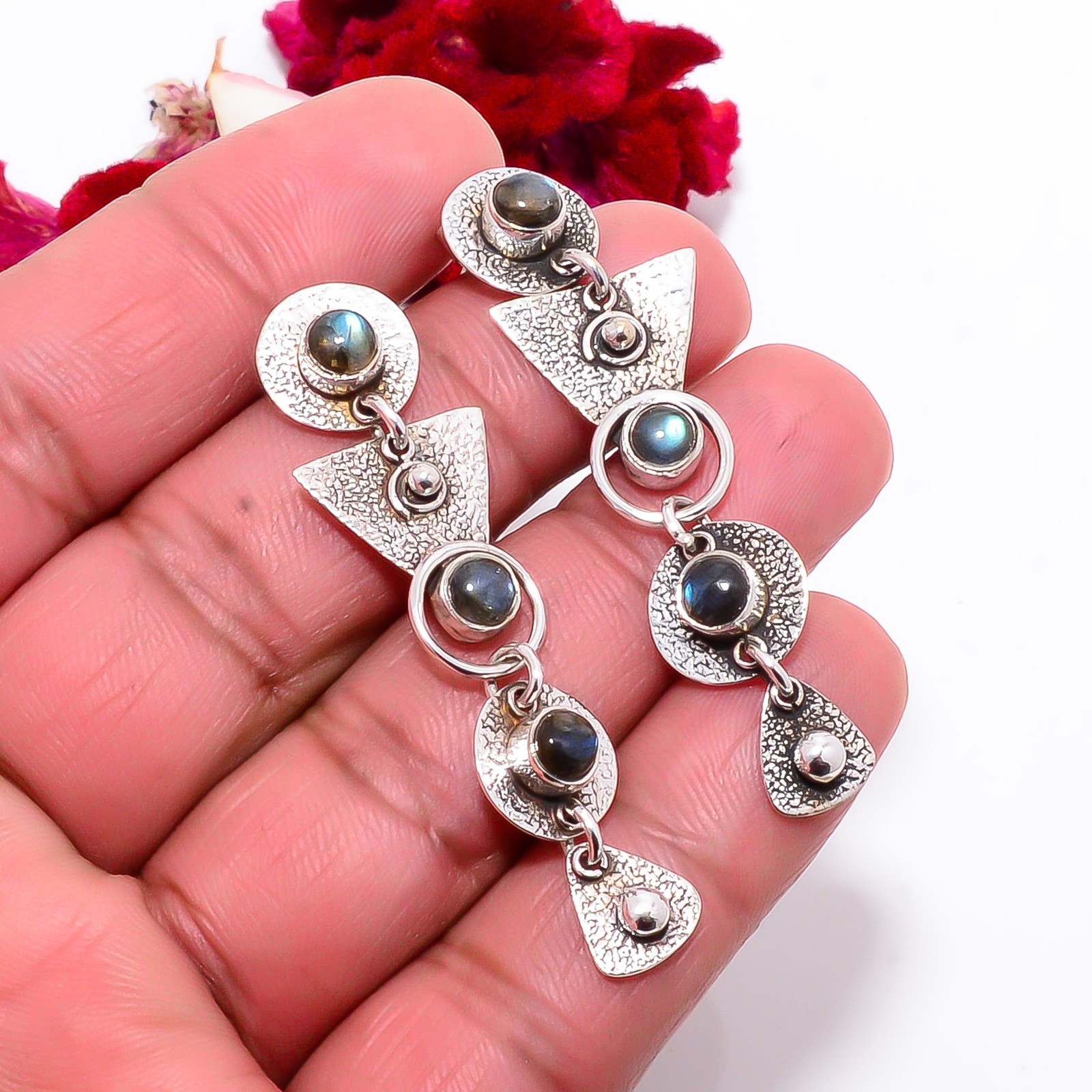 Labradorite Handmade 925 Sterling Silver Earring 1.95″ Su51, Christmas Gift