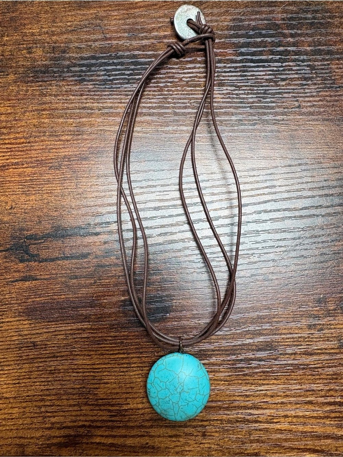 Athens Protasis Bobo Necklace with Round Turquoise Pendant Made in Athens