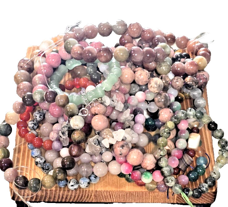 Genuine Crystal Stretch Bracelet Set of 3 8mm Round Natural Stone Healing Bead