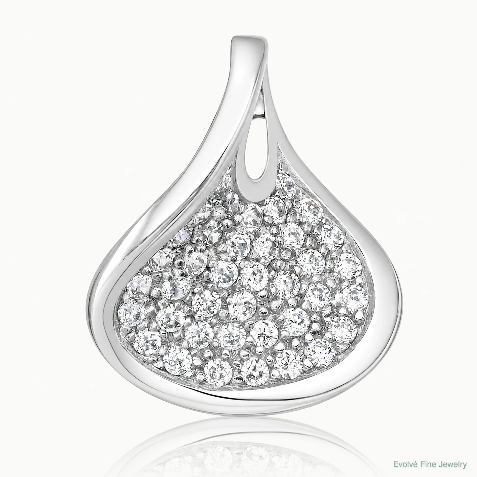 Sterling Silver Rhodium-Plated Polished CZ Pendant