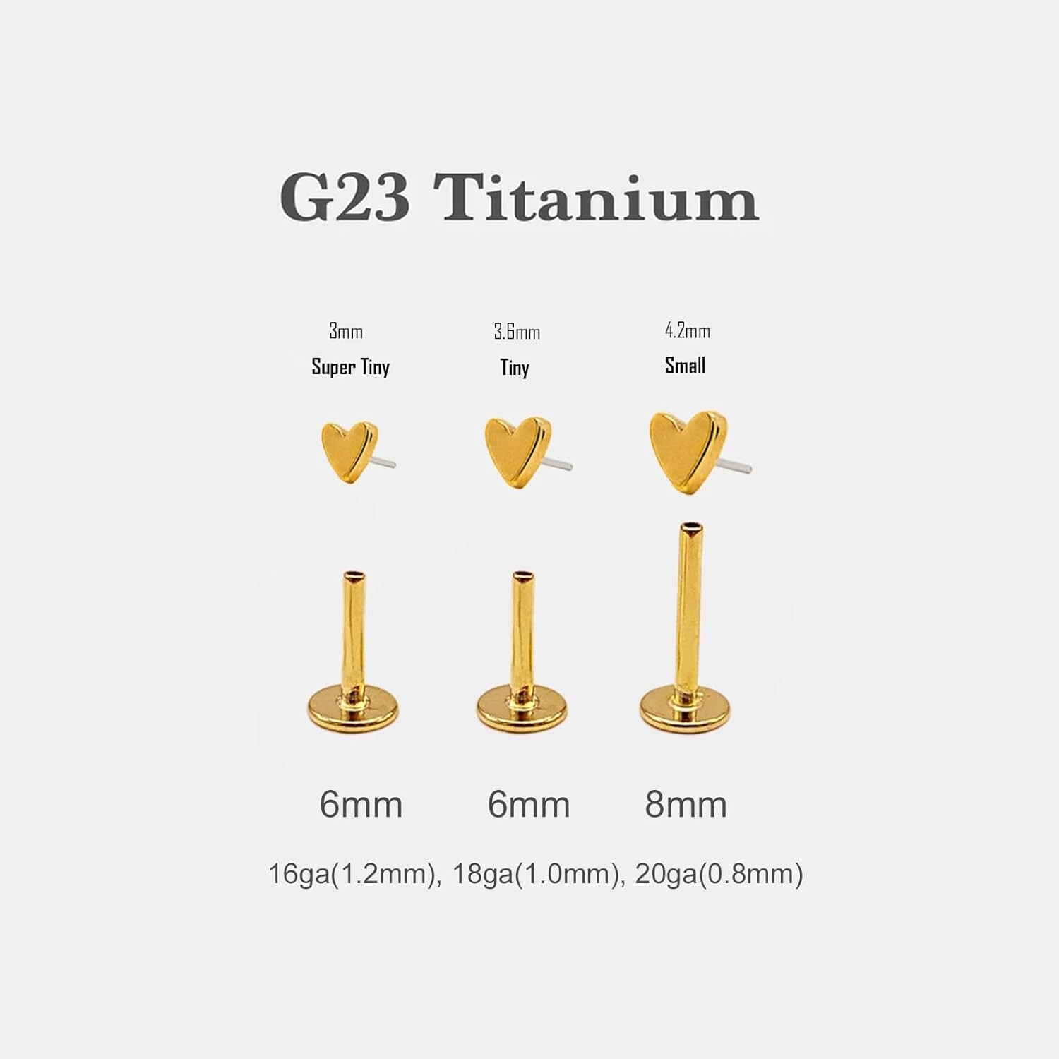 Titanium Threadless Flat Back Studs: Perfect Tiny Earrings Set – 20G/18G/16G