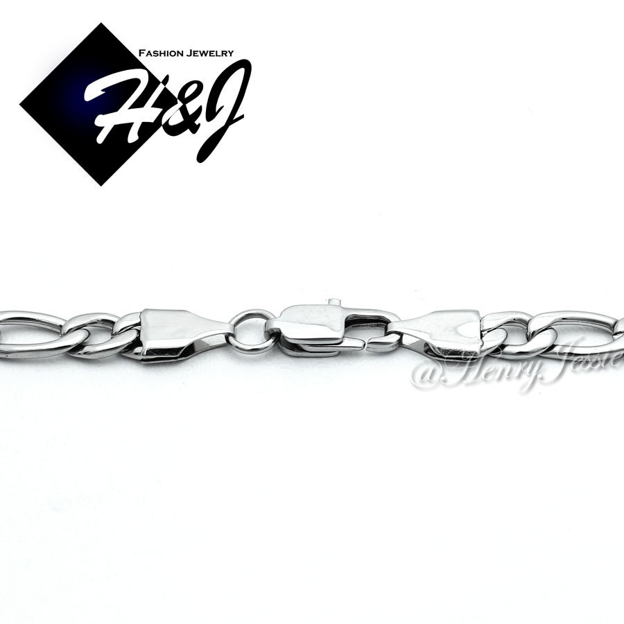 7″-11″MEN WOMEN Stainless Steel 4/5/6/7/8mm Silver Figaro Link Chain Bracelet