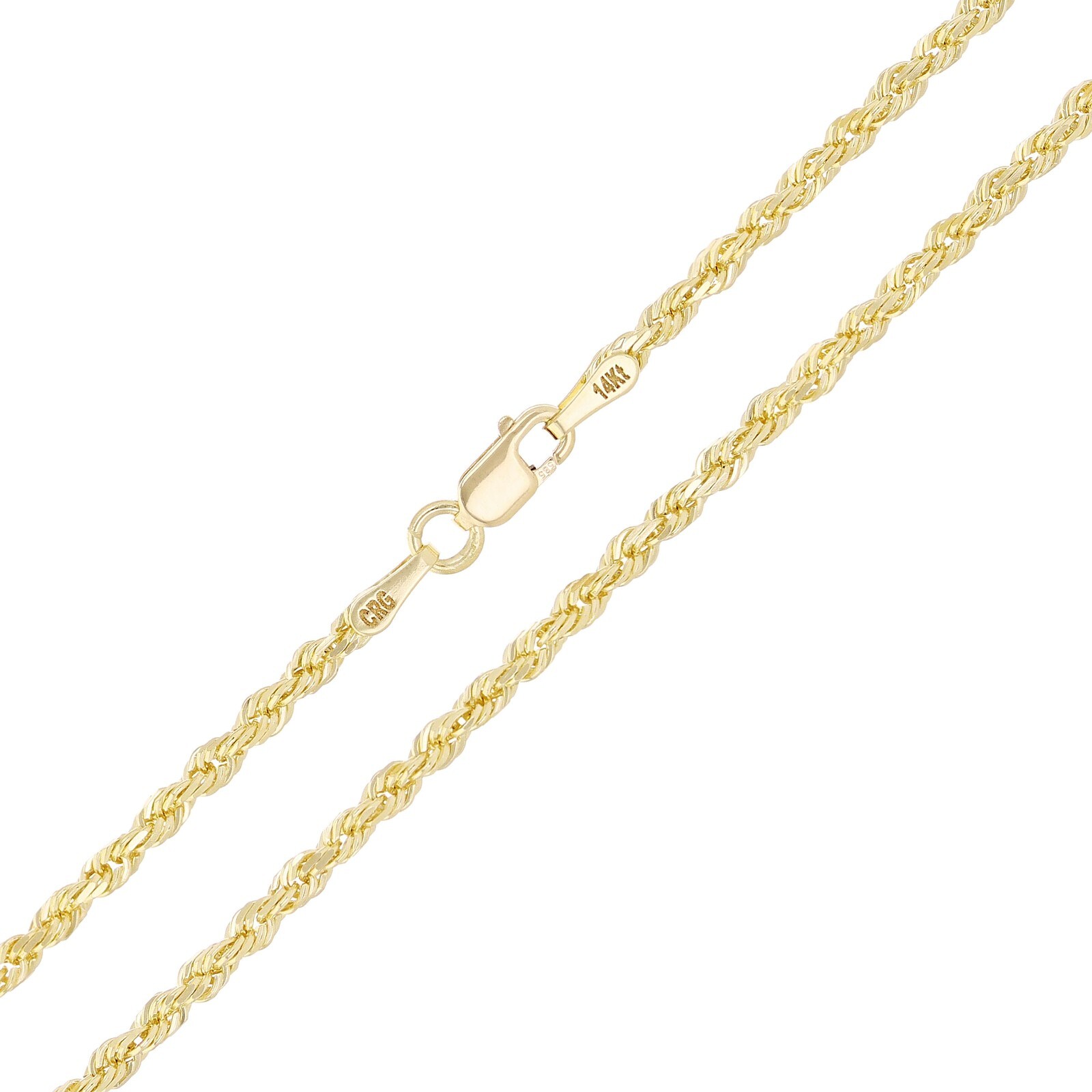14k Yellow Gold Solid Diamond Cut Rope Chain Necklace 22″ 2.5mm 10.5 grams