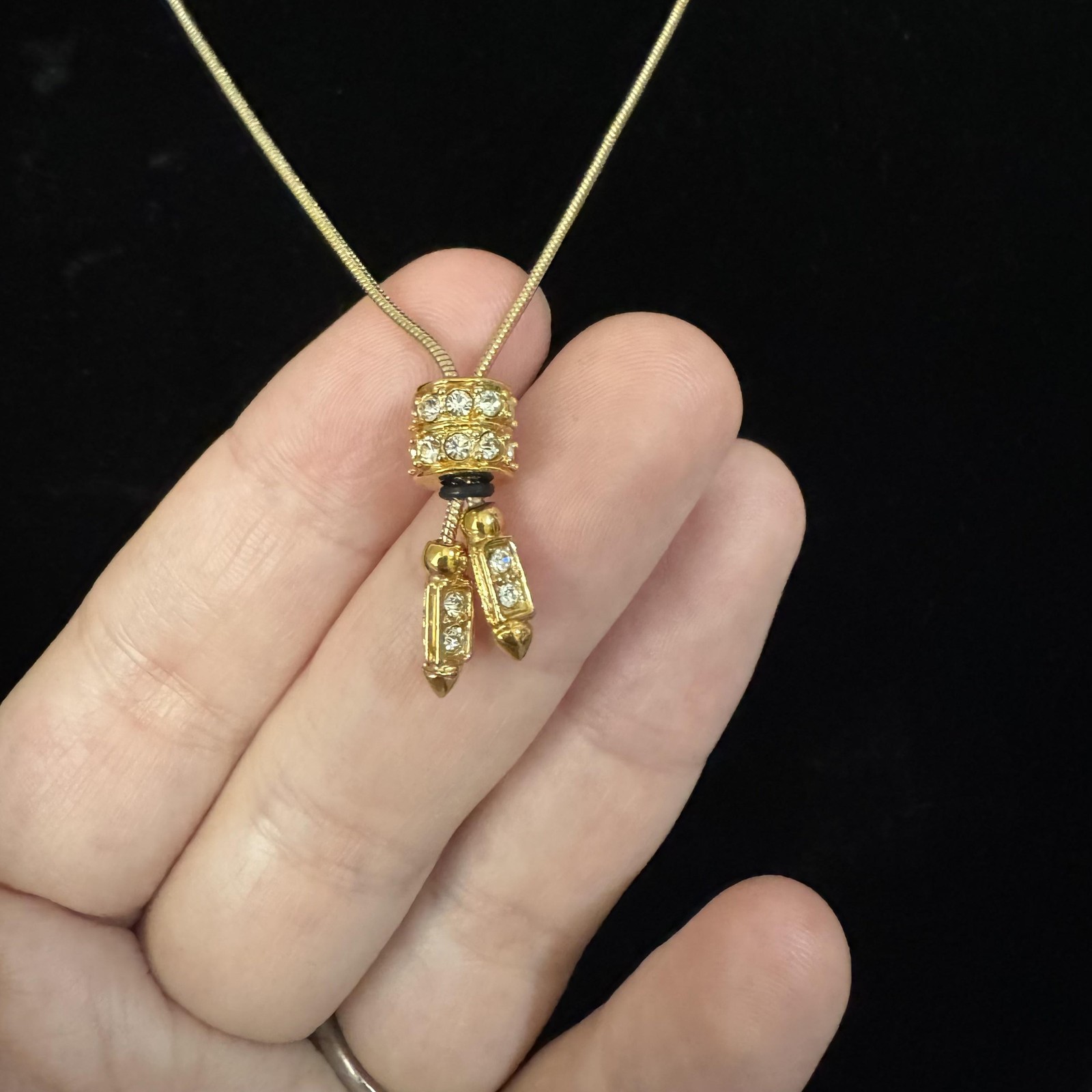 Gold Tone Rhinestone Slider Y Drop Chain Necklace 21 In Womens Fashion Jewelry