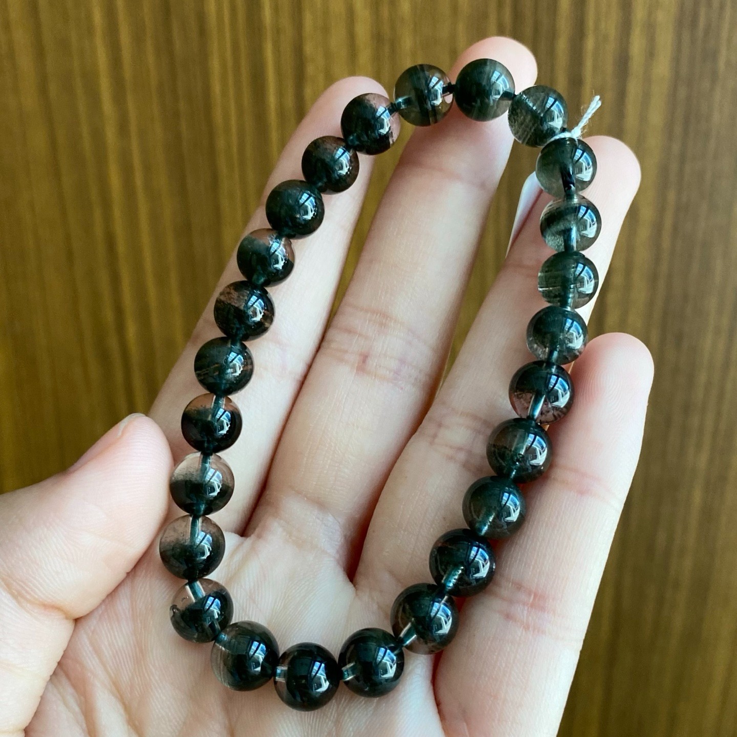7.8mm Natural Green Phantom Quartz Bracelet healing Wealth Luck Crystal Jewelry