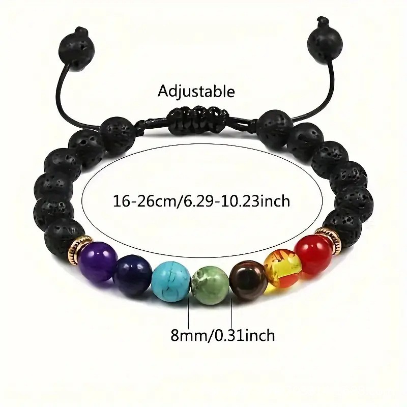 7 Chakra Lava Rock Woven Bracelet Unisex Spiritual Healing Jewelry for Men Women