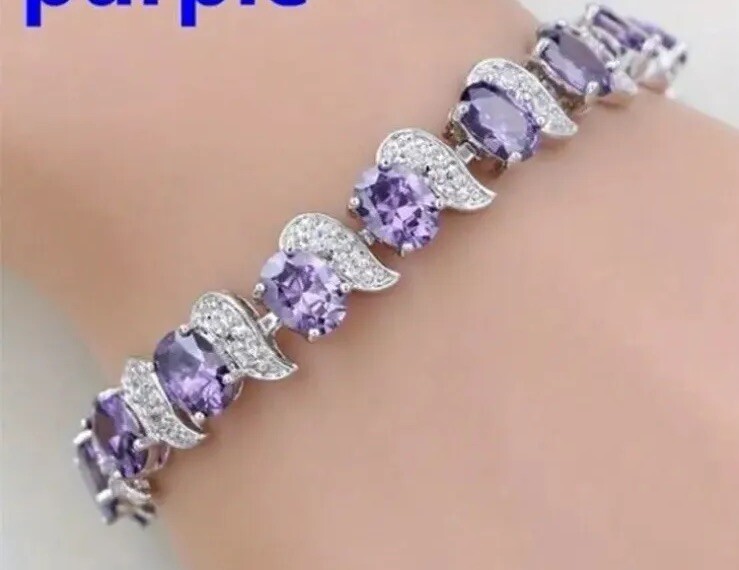 Purple Lavender Tennis Bracelet Extender Clasp, Synthetic Zircon NWT Wings