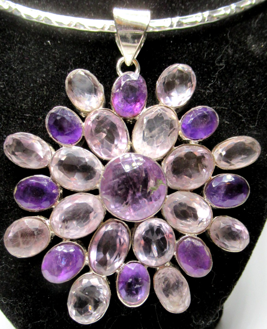 Gorgeous HUGE Genuine Amethyst Pendant Necklace