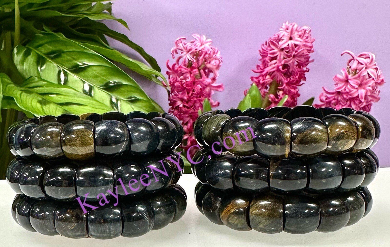 Wholesale 6 Pcs Natural Blue Tiger Eye 7.5” Crystal Bracelet 15mm