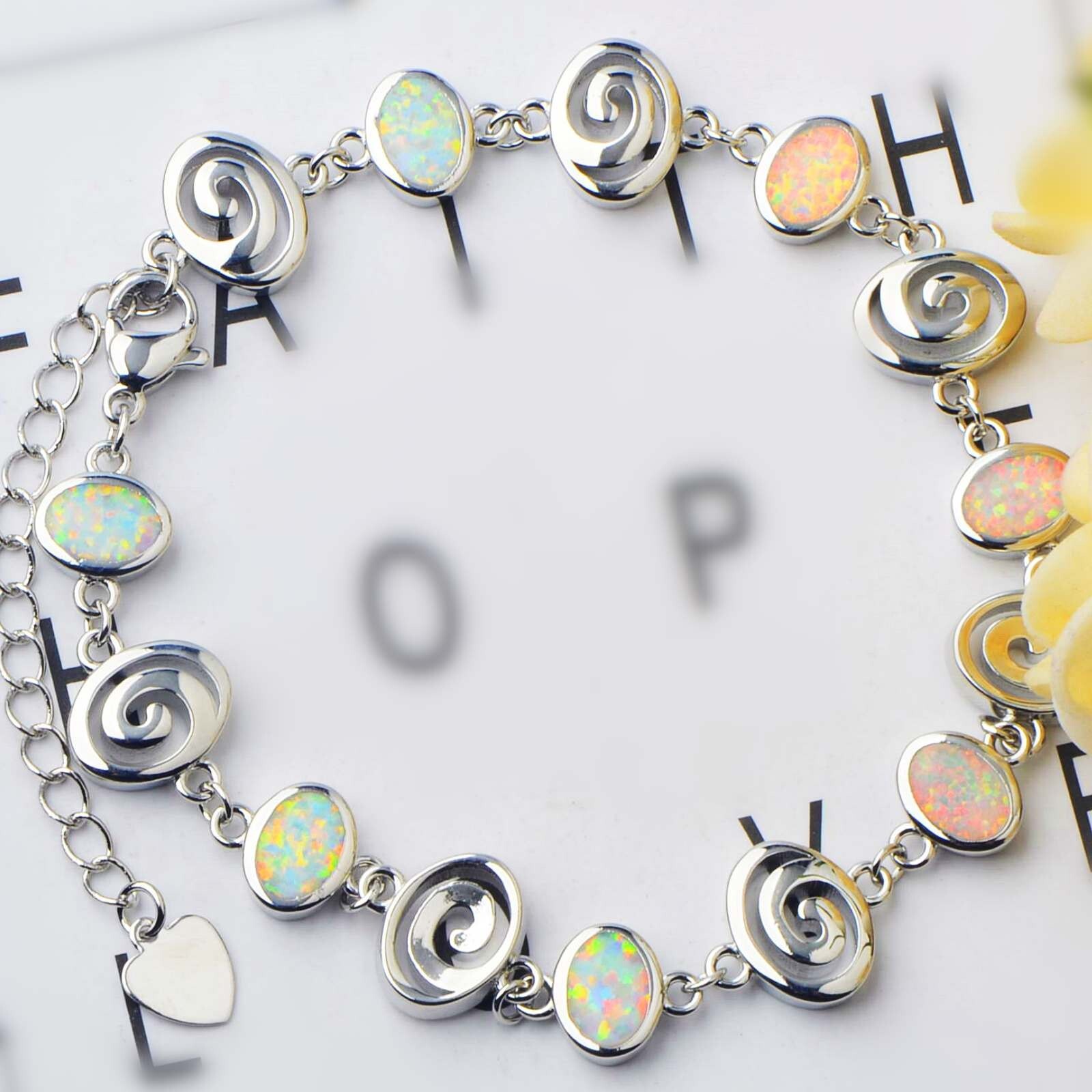Hawaii White Opal Vortex Bracelet 925 Sterling Sliver Jewelry For Women Girls