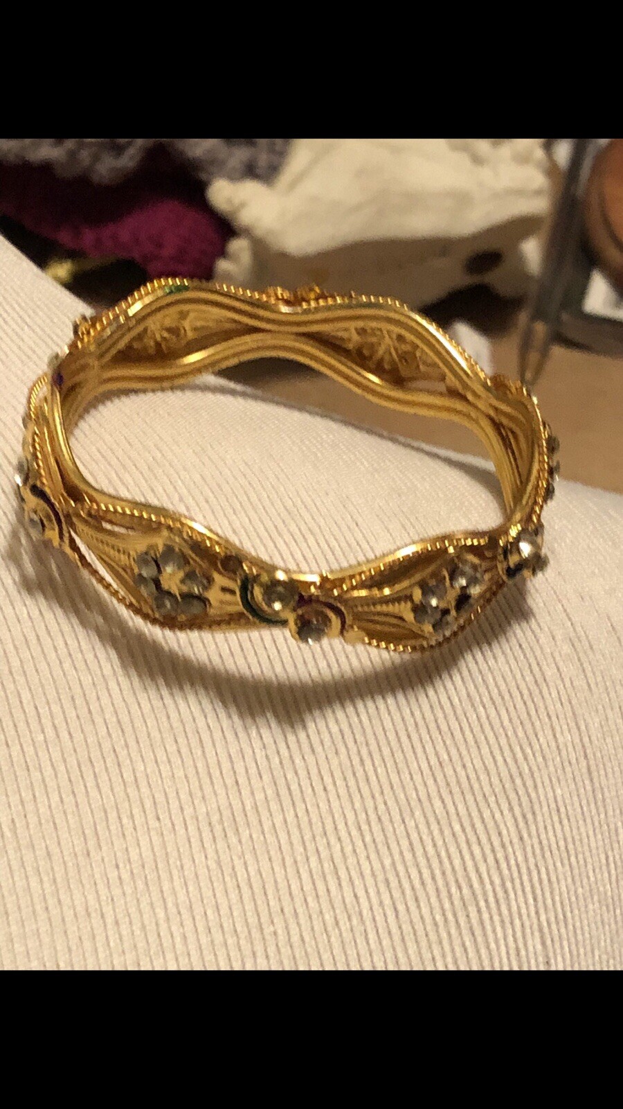 Woman’s Rhinestone Bangle From India Measuring 2 1/4 Inch’s Across