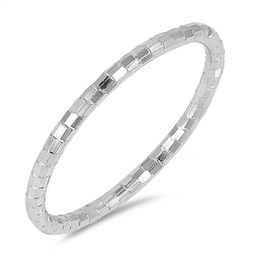 Diamond Cut Thin Stackable Wedding Ring New 925 Sterling Silver Band Sizes 3-12