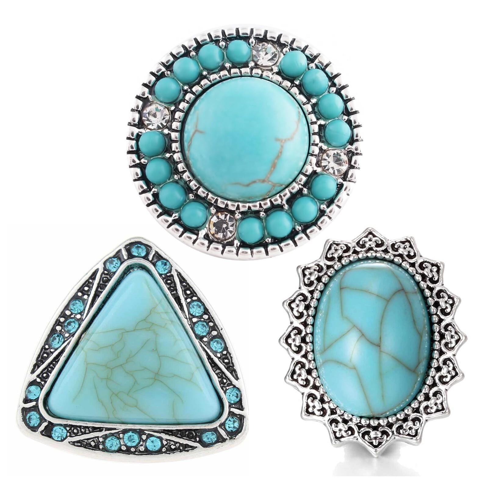 Turquoise Snap Jewelry Ginger Charm 18MM Pearl Stone Interchangeable Snap Button