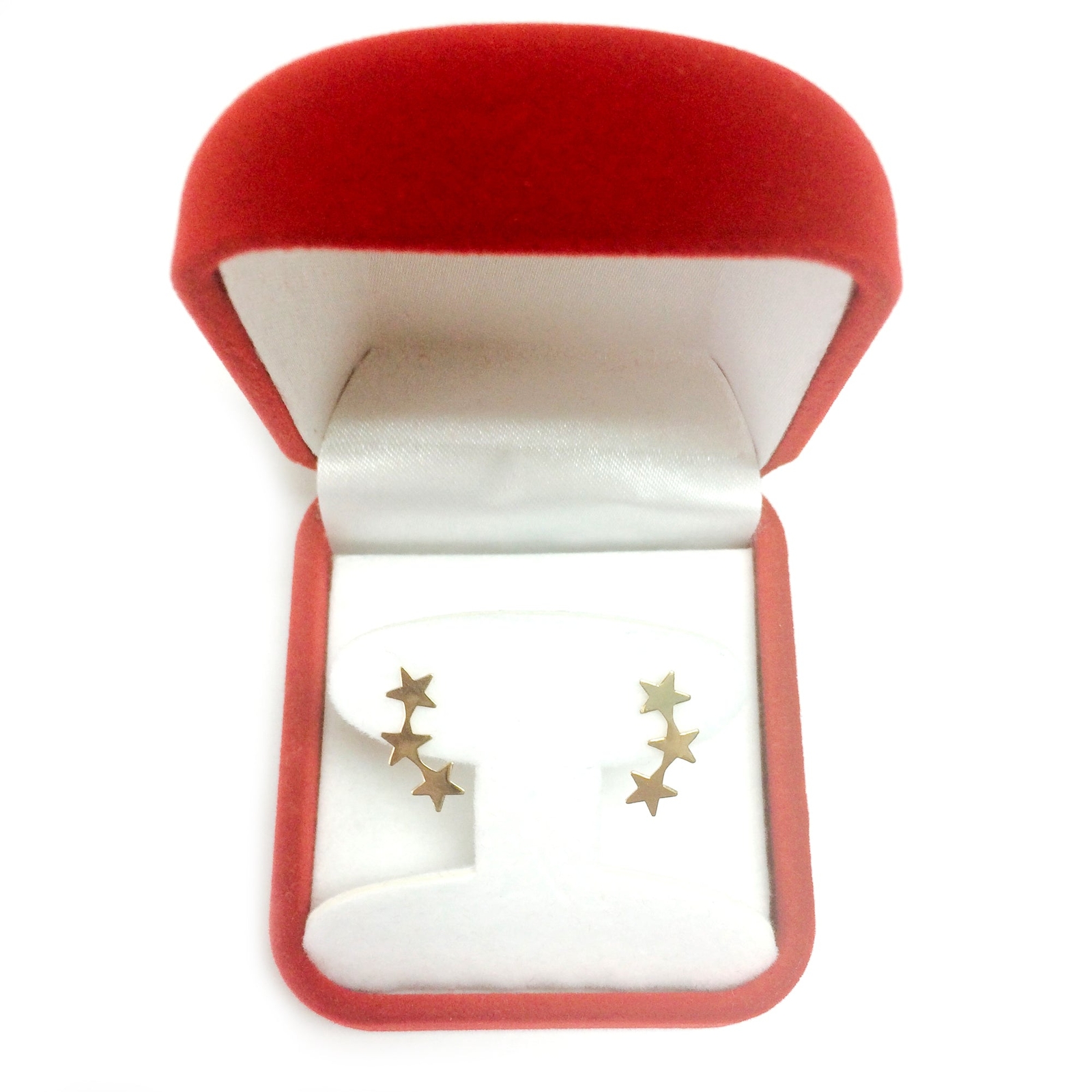 14K Yellow Gold 3 Star Climber Stud Earrings
