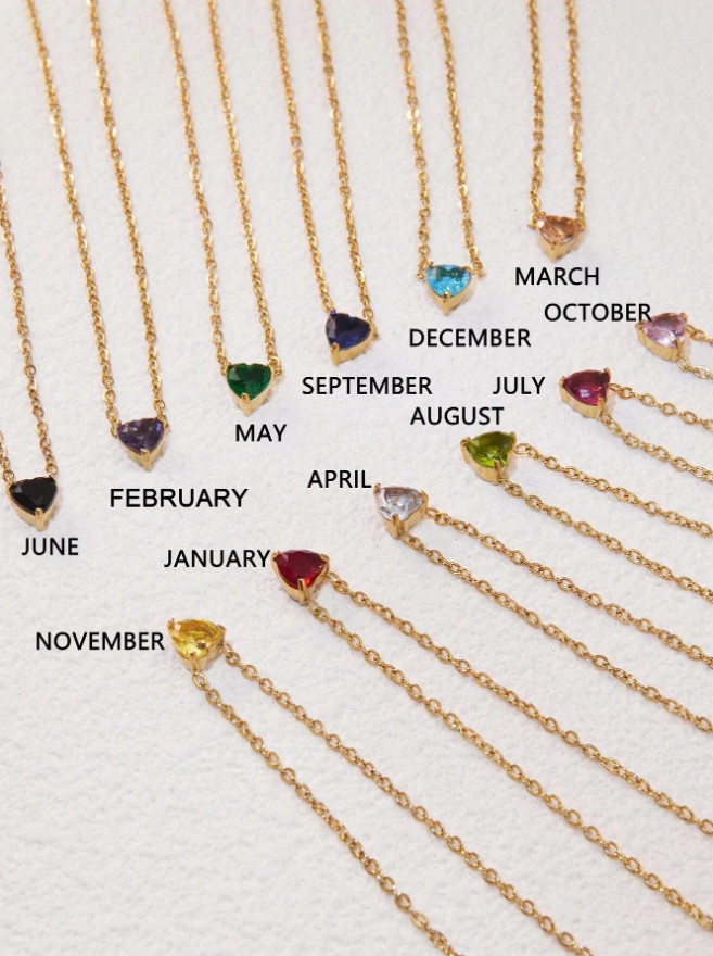 Necklace for Women Tiny Crystal Heart Love Pendant Choker Necklace Birthstone US