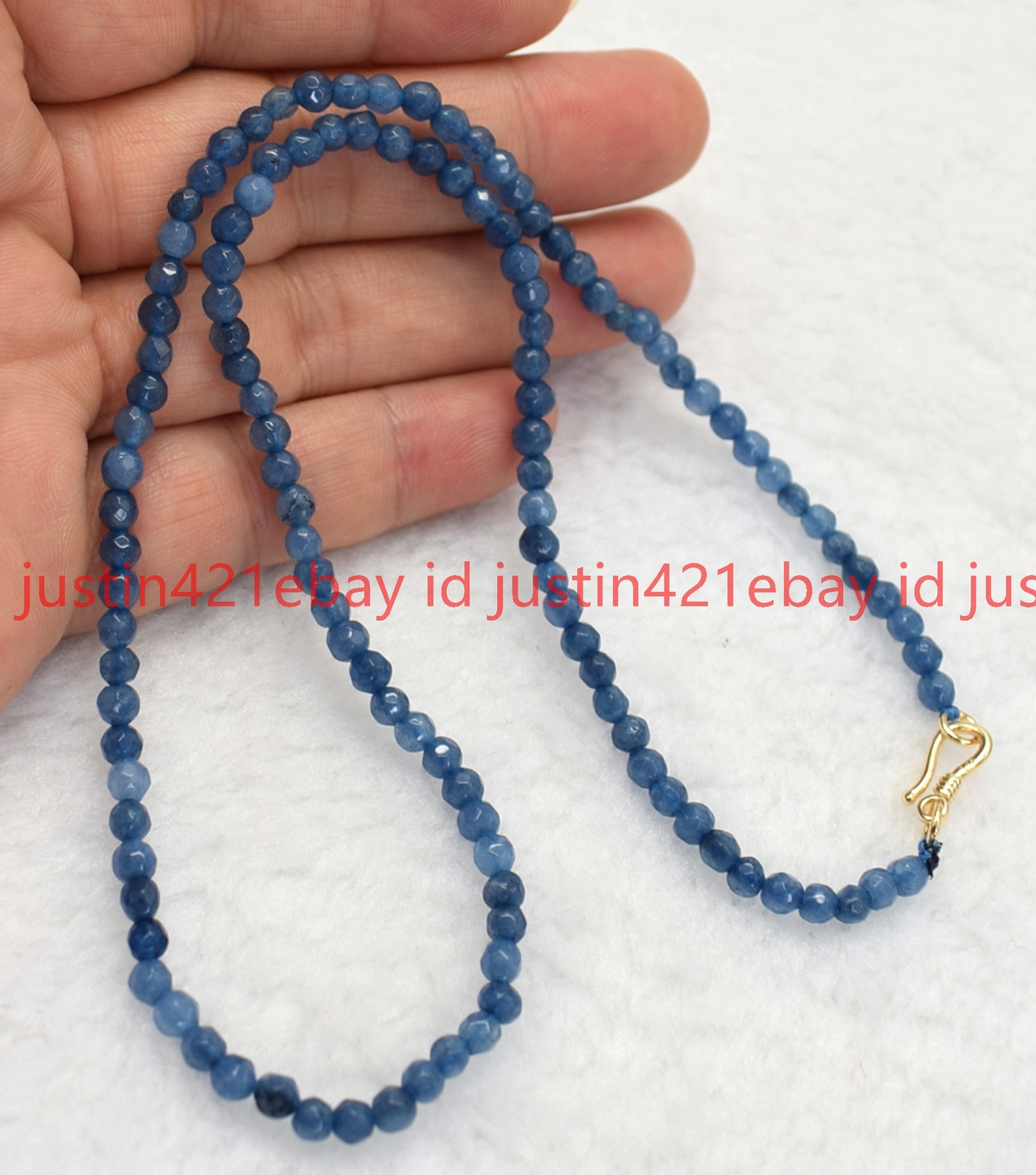 AAA+ Genuine Faceted 4mm Blue Kyanite Round Beads Necklace 16-28″
