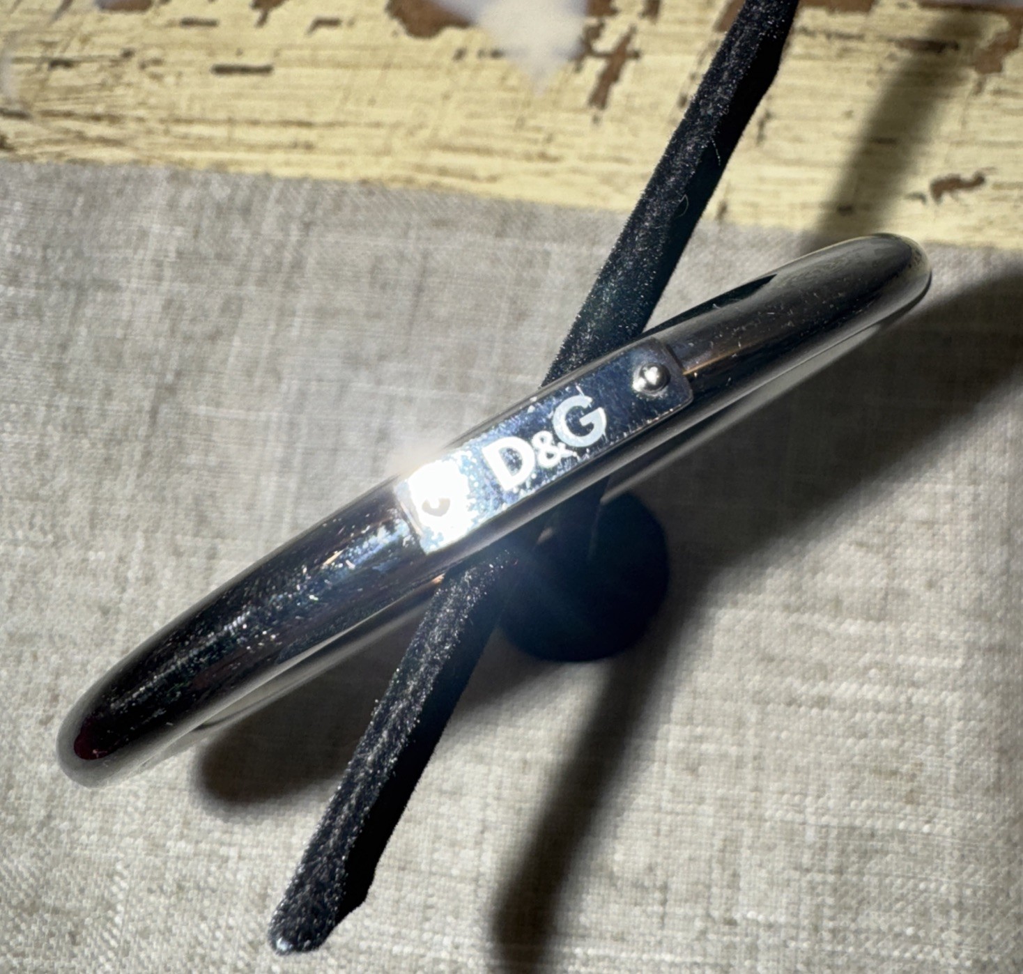 Dolce Gabbana D&G Silver-Tone Metal Bangle Bracelet