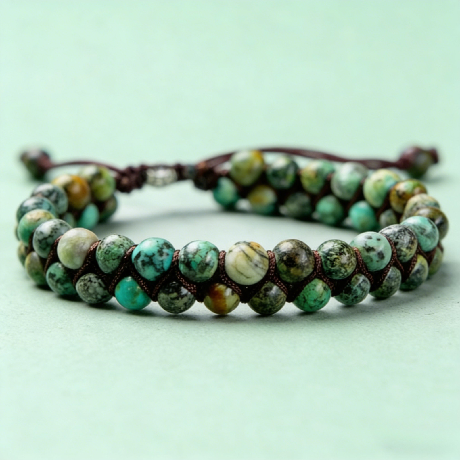 African Turquoise Gemstone Bracelet Handmade Beaded Healing Boho Bracelet Gift