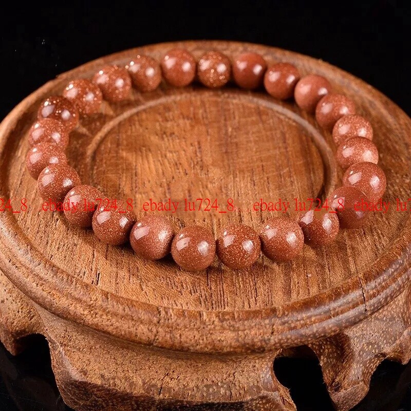 6/8/10/12/14mm Noblest Gold Sandstone Gemstone Round Beads Bracelet 7.5”