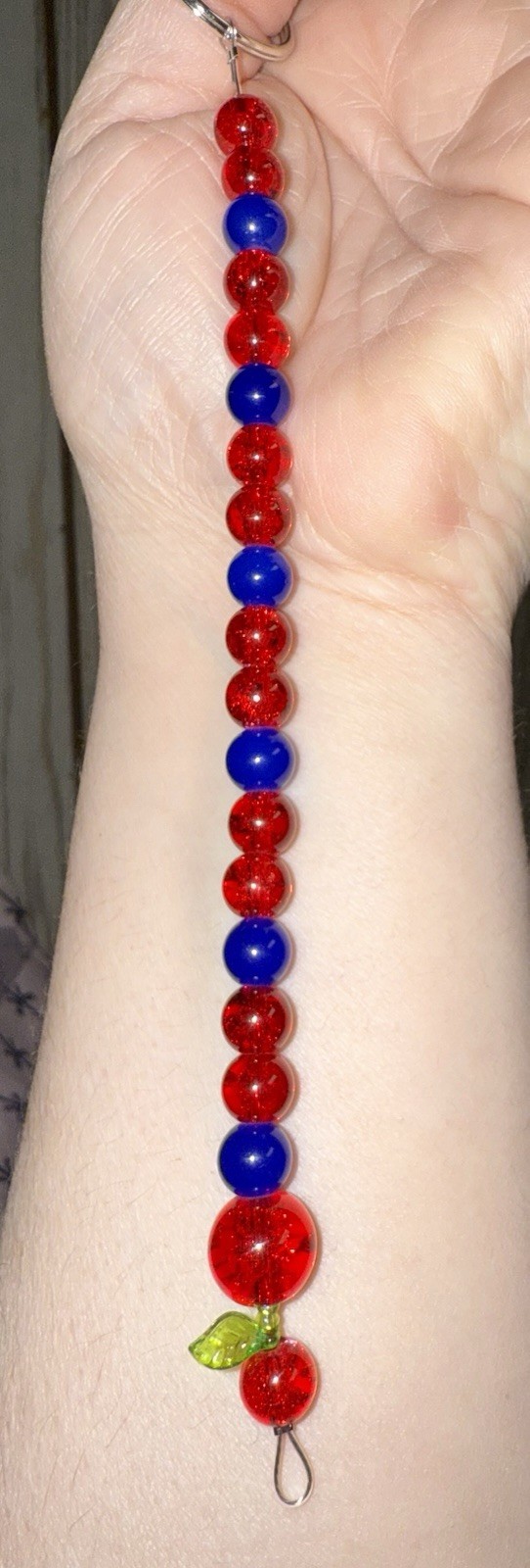 Snow White themed Red & Blue Glass Beaded keychain